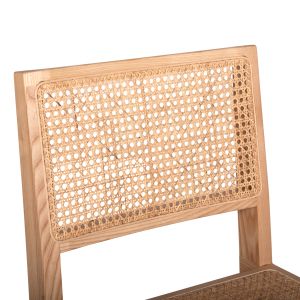 Garden dining chair Fredrik ash wood and natural rattan 45x55.5x83hcm