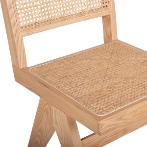 Garden dining chair Fredrik ash wood and natural rattan 45x55.5x83hcm