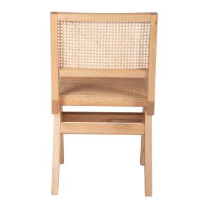 Garden dining chair Fredrik ash wood and natural rattan 45x55.5x83hcm
