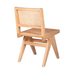 Garden dining chair Fredrik ash wood and natural rattan 45x55.5x83hcm