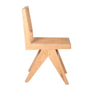 Garden dining chair Fredrik ash wood and natural rattan 45x55.5x83hcm