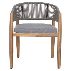 Garden dining chair Navan .01 acacia wood in natural-nylon rope in gray 59x58x76hcm Hm6135