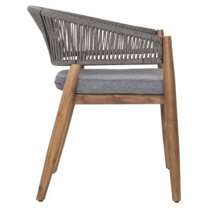 Garden dining chair Navan .01 acacia wood in natural-nylon rope in gray 59x58x76hcm Hm6135