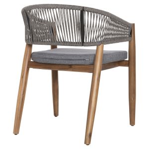 Garden dining chair Navan .01 acacia wood in natural-nylon rope in gray 59x58x76hcm Hm6135