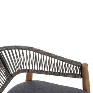 Garden dining chair Navan .01 acacia wood in natural-nylon rope in gray 59x58x76hcm Hm6135