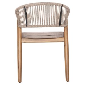 Garden dining chair Navan .02 acacia wood in natural-nylon rope in beige 59x58x76hcm Hm6135