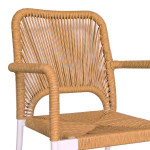 Garden dining chair Norture natural rattan-white aluminum 57x61x85cm
