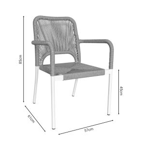 Garden dining chair Norture natural rattan-white aluminum 57x61x85cm