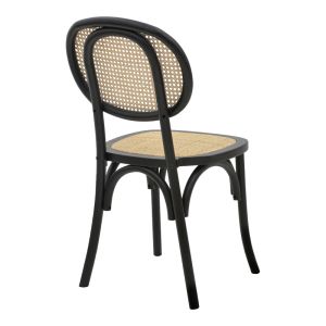 Garden dining chair Zoel beech wood natural rattan black-natural 45x52x82cm