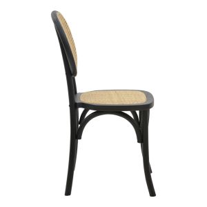 Garden dining chair Zoel beech wood natural rattan black-natural 45x52x82cm