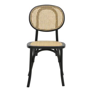 Garden dining chair Zoel beech wood natural rattan black-natural 45x52x82cm