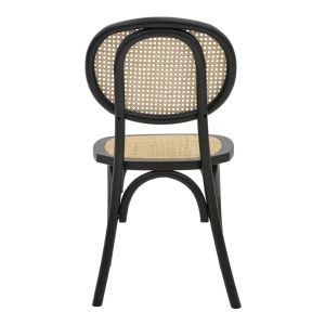 Garden dining chair Zoel beech wood natural rattan black-natural 45x52x82cm