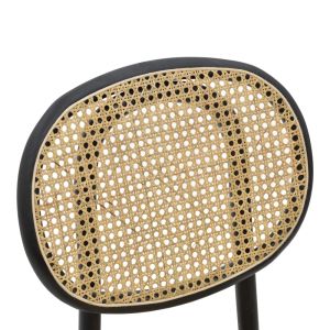 Garden dining chair Zoel beech wood natural rattan black-natural 45x52x82cm