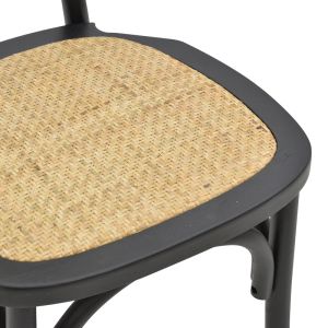 Garden dining chair Zoel beech wood natural rattan black-natural 45x52x82cm