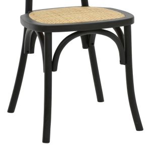 Garden dining chair Zoel beech wood natural rattan black-natural 45x52x82cm