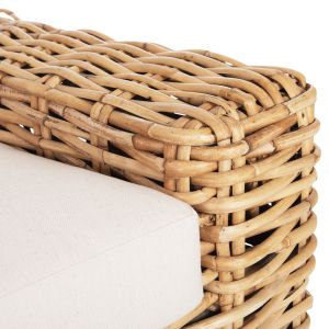 Garden armchair Tropel mango wood solid natural rattan-white cushions 110x88x70-85hcm Hm9810