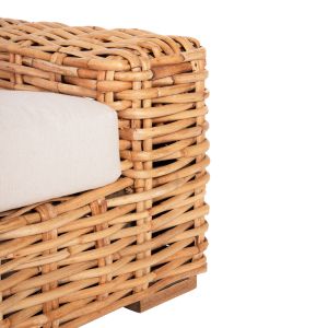 Garden armchair Tropel mango wood solid natural rattan-white cushions 110x88x70-85hcm Hm9810