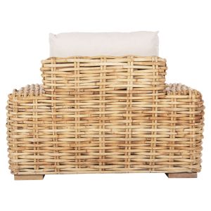 Garden armchair Tropel mango wood solid natural rattan-white cushions 110x88x70-85hcm Hm9810
