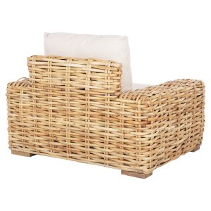 Garden armchair Tropel mango wood solid natural rattan-white cushions 110x88x70-85hcm Hm9810
