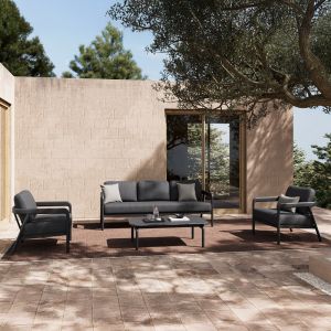 Marlena garden lounger, dark gray aluminum with dark gray fabric