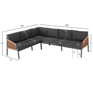 Garden corner set Maerly ,02 aluminum and cushions in anthracite-beige synthetic rope Hm6140