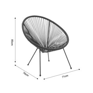 Garden armchair Acapulco Pe rattan black 71x76x85cm