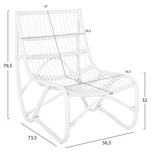 Garden armchair Grinn Hm9815,03 Rattan Rods In White Color 56,5x73,5x79,5hcm