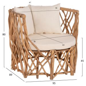 Garden armchair Kaan Naturally Hm5994 made of solid teak wood 95x89x80hcm