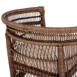 Garden armchair Malawi Hm9635.01 made of mahogany wood with brown rattan with white cushions 80x70x86hcm