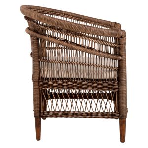 Garden armchair Malawi Hm9635.01 made of mahogany wood with brown rattan with white cushions 80x70x86hcm