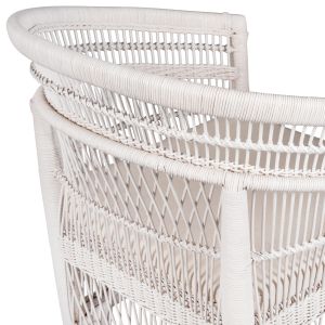 Garden armchair Malawi Hm9635,02 made of mahogany wood with white rattan with white cushions 80x70x86hcm