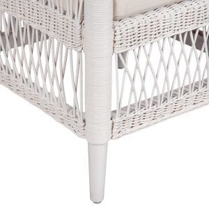 Garden armchair Malawi Hm9635,02 made of mahogany wood with white rattan with white cushions 80x70x86hcm