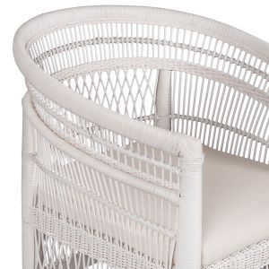 Garden armchair Malawi Hm9635,02 made of mahogany wood with white rattan with white cushions 80x70x86hcm