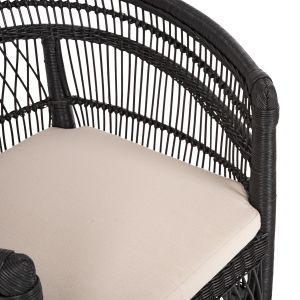 Garden armchair Malawi Hm9635.03 made of mahogany wood with black rattan with white cushions 80x70x86hcm