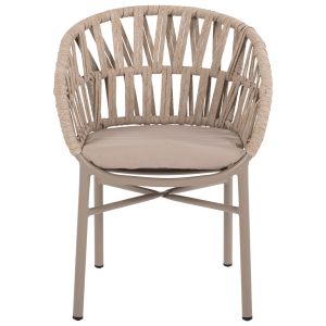 Garden armchair aluminum mocha color - beige rope 57x56x78hcm Hm5857,03