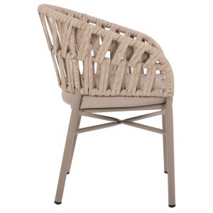 Garden armchair aluminum mocha color - beige rope 57x56x78hcm Hm5857,03