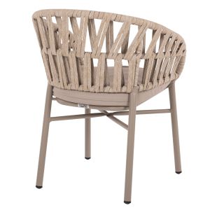 Garden armchair aluminum mocha color - beige rope 57x56x78hcm Hm5857,03