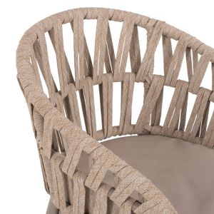 Garden armchair aluminum mocha color - beige rope 57x56x78hcm Hm5857,03