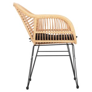 Garden armchair beige rattan with cushion metal legs Allegra Hm5450,31 58x59x82cm