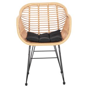 Garden armchair beige rattan with cushion metal legs Allegra Hm5450,31 58x59x82cm