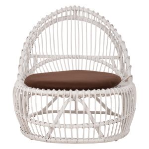 Garden armchair for living room Entropy Hm9840,02 made of rattan in white color - brown cushion 80x97x85cm