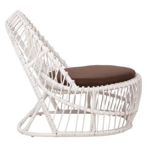 Garden armchair for living room Entropy Hm9840,02 made of rattan in white color - brown cushion 80x97x85cm