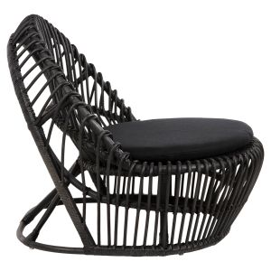 Garden lounge chair Entropy Hm9840,03 made of polished rattan in natural color - black cushion 80x97x85cm