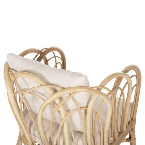 Garden lounge chair Estor Hm9817 made of natural rattan - white cushion 78x75x92cm