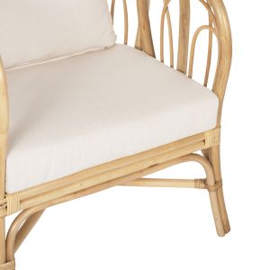 Garden lounge chair Estor Hm9817 made of natural rattan - white cushion 78x75x92cm
