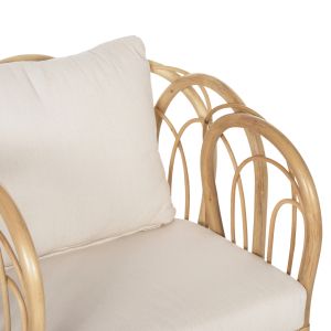 Garden lounge chair Estor Hm9817 made of natural rattan - white cushion 78x75x92cm