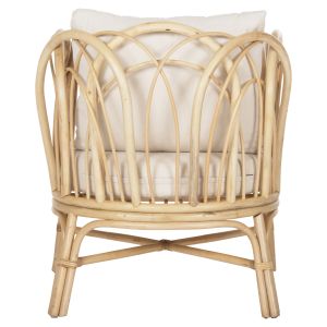 Garden lounge chair Estor Hm9817 made of natural rattan - white cushion 78x75x92cm