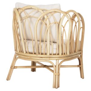 Garden lounge chair Estor Hm9817 made of natural rattan - white cushion 78x75x92cm