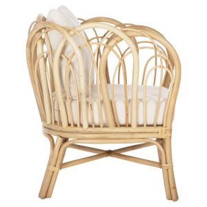 Garden lounge chair Estor Hm9817 made of natural rattan - white cushion 78x75x92cm