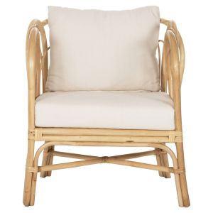Garden lounge chair Estor Hm9817 made of natural rattan - white cushion 78x75x92cm